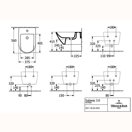 Биде подвесное Villeroy & Boch Subway 3.0 447000RW белый матовый