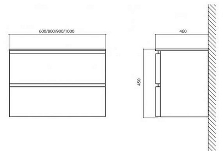 Тумба для комплекта BelBagno Energia BB600FCC-BB1460L/BL 60 bianco lucido, подвесная, 2 ящика