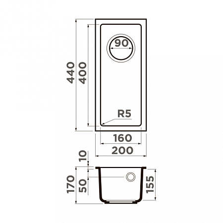Кухонная мойка Omoikiri Bosen 20-U-BL 20х44 черный