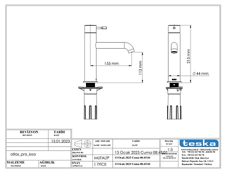 Смеситель для раковины Teska Atlas Leo S E5719 розовое золото