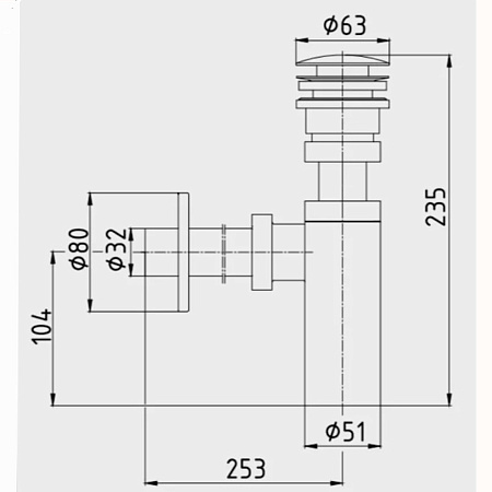 Сифон для раковины E.C.A. 102119055C1EX черный матовый