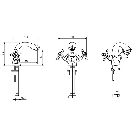 Смеситель Boheme Medici Presente 311-SW для раковины, бронза/Swarovski