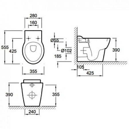 Унитаз приставной Jacob Delafon Ove E1584-00