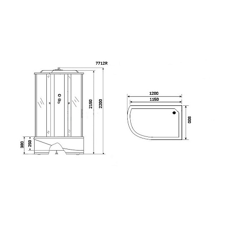 Душевая кабина Niagara Lux 7712WR 120х80 см, белый R