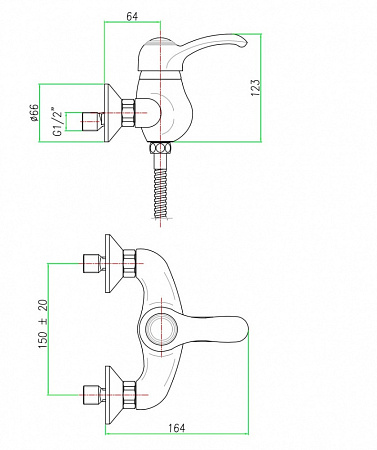Смеситель для душа Webert Aurora AU870102065 бронза