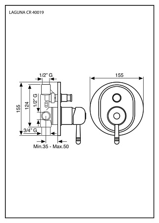 Смеситель Emmevi Laguna 40019BR для душа, бронза