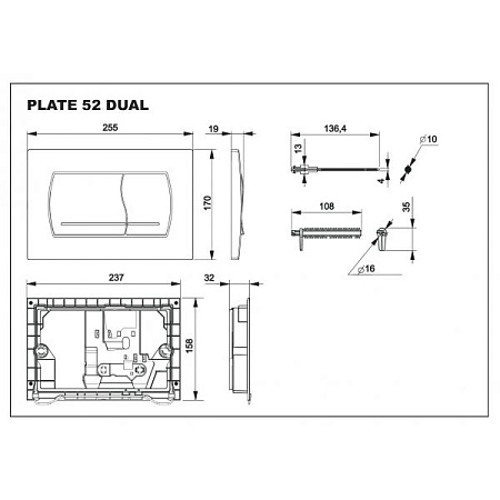Кнопка смыва Roca Active 8901150B2 хром матовый