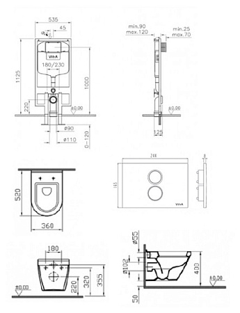 Комплект VitrA S50 9003B003-7201 кнопка хром