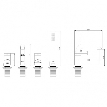 Смеситель ABBER Emotion AF8813 на борт ванны, хром