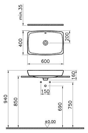 Раковина VitrA Metropole 5668B003-0012 60