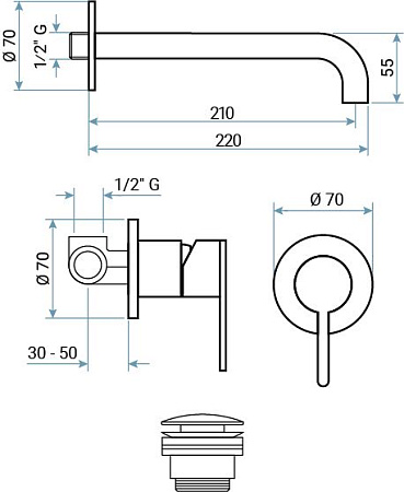 Смеситель Emmevi Filoinox 85155/IN для раковины, нержавеющая сталь