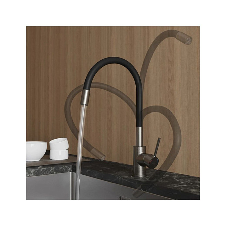 Смеситель для кухни Milardo Meal M01BN0FM05 с гибким изливом черный