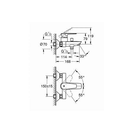 Смеситель Grohe BauEdge 23604001 для ванны с душем