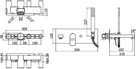 Смеситель Paffoni Tilt TI001NO для ванны с душем, черный
