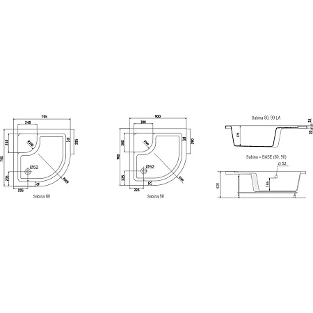Опорная конструкция Ravak SABINA 90 Base