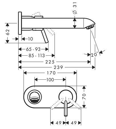 Смеситель Hansgrohe Talis S2 31611000 для раковины, внешняя часть