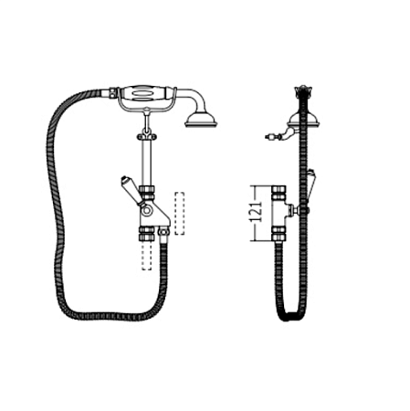 Душевой гарнитур Devon&Devon MARK618CR с белой ручкой