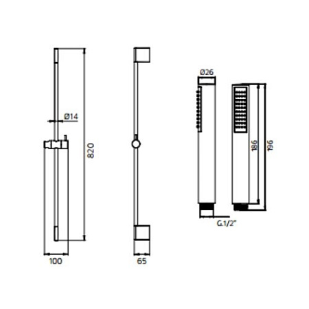 Душевой гарнитур Palazzani Idrotech stick 9920C410G хром