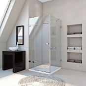 Душевой уголок Gutewetter Trend Square GK-863 80х80 стекло бесцветное, петли CH27, ручки CH113