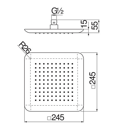 Верхний душ Nobili AD139/122BM 24х24 черный матовый