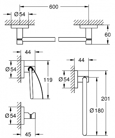 Набор аксессуаров Grohe Essentials 40776001 4 предмета, хром