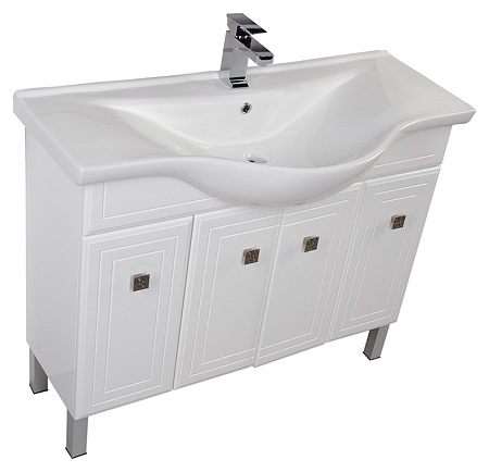 Тумба с раковиной Aquanet Стайл 00181503 105 белая, 4 дверцы