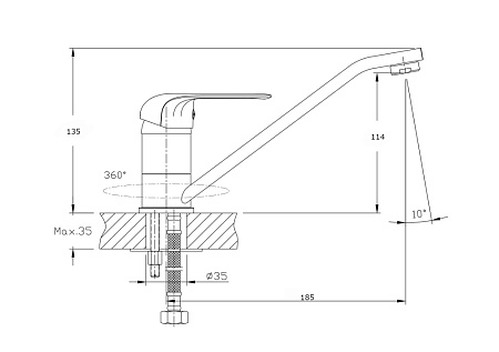 Смеситель для кухонной мойки RUSH Fiji FI1835-25 хром