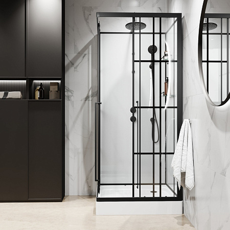 Душевая кабина Niagara Standart ST90/15QL/KL/BKT 90x90x225 черный матовый/прозрачный клетка