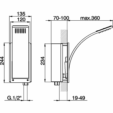 Верхний душ Cisal Wave WA01319021 хром