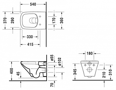 Чаша для унитаза подвесного Duravit DuraStyle 2551090000 Rimless