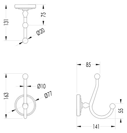 Крючок Devon&Devon Dorothy DOR413CR хром/белый