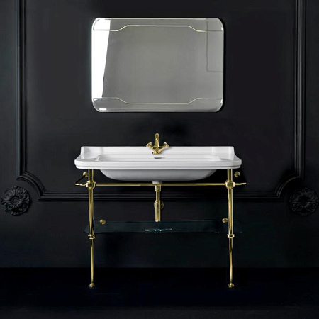 Консоль с раковиной Kerasan Waldorf 9203K2oro 120 напольная, с полкой, золото