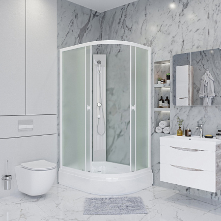 Душевая кабина Niagara Promo P100/80/26L/MT/BK 100x80x195 L стекло матовое/профиль белый