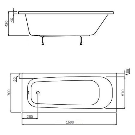 Ванна акриловая Ravak Septima C631S00000 160x70