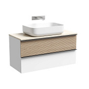 Тумба с раковиной и столешницей Sancos Delta DL100W+TT100A2 дуб светлый/белый/Kreman