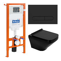 Комплект 4 в 1 BelBagno Sela BB3201CHR-MB/BB3201SC-MB/BB002-80/BB007-PR-NERO.M с кнопкой
