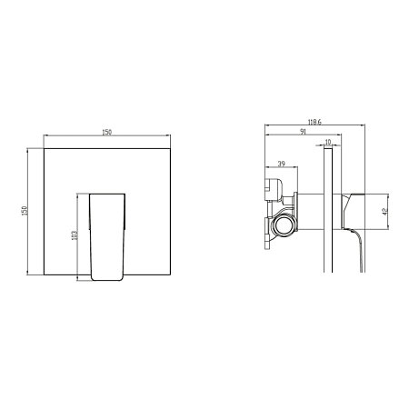 Смеситель Villeroy & Boch Architectura Square TVS125002000K5 для душа, черный матовый