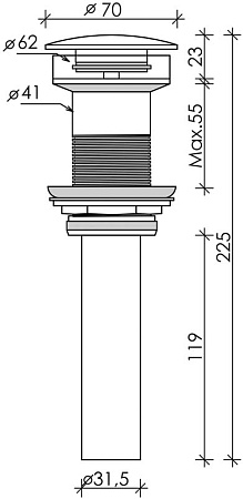 Донный клапан Ceramica Nova Element2 CN2000MB с системой "клик-клак", черный матовый