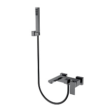 Смеситель Boheme Qubic 473-SGM для ванны с душем, оружейная сталь глянцевая