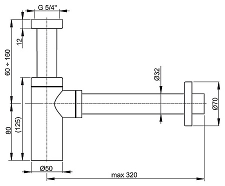 Сифон для раковины AlcaPlast A400 хром