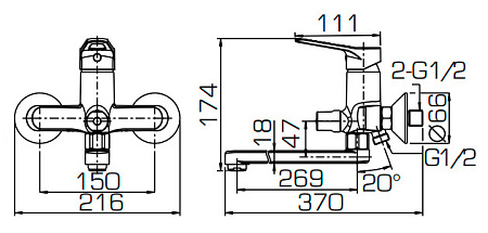 Комплект для ванной комнаты 2 -1 Bravat ECO F00414С