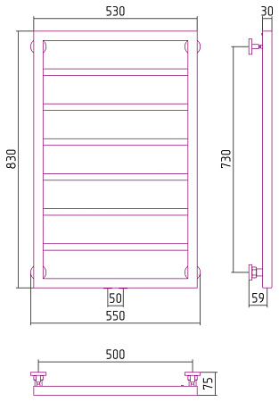 Полотенцесушитель водяной Сунержа Канцлер 31-0254-8050 800x500 черный матовый