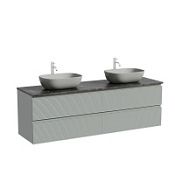 Тумба с раковиной и столешницей Sancos Folk 160 FL80ES+TT160A1X Ergraut soft/Black Sky