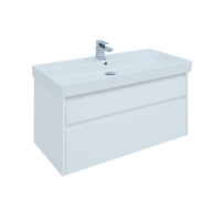 Тумба с раковиной Aquanet Nova Lite 00242581 100 2 ящика, белый глянец