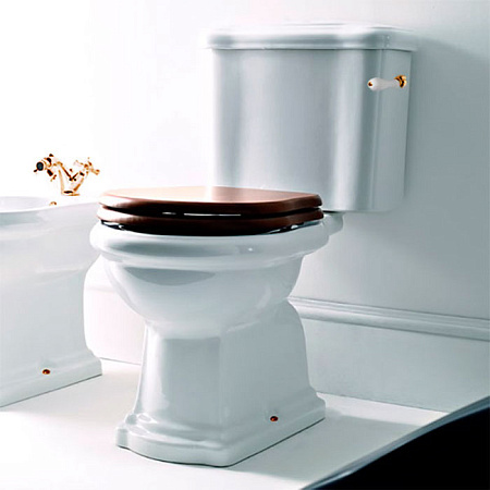 Унитаз-компакт Kerasan Retro 101301 горизонтальный выпуск,ручка смыва справа, фурнитура золото