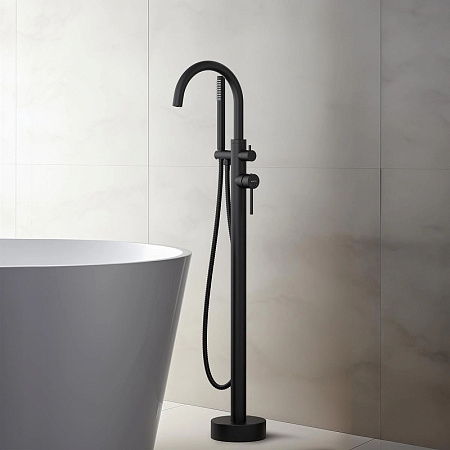 Смеситель Aquatek Европа AQ1345MB для ванны, напольный, черный матовый