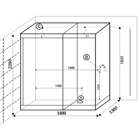Душевая кабина Frank F918 L 1800*1300 с финской сауной