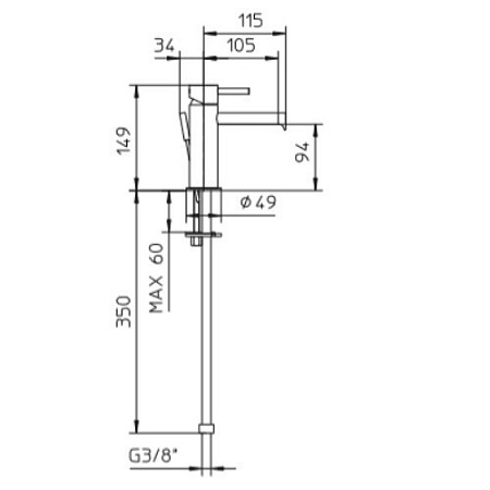 Смеситель Palazzani Digit 3 49311138 для раковины, черный матовый