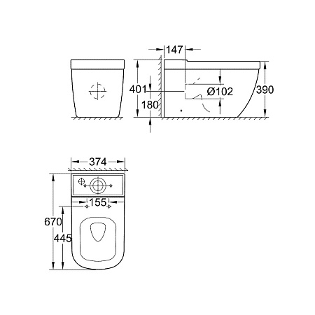 Чаша для унитаза-компакта Grohe Euro Ceramic 39338000