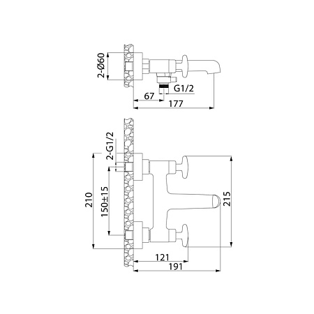 Смеситель IDDIS Acros ACRSB02i02WA для ванны с душем, хром